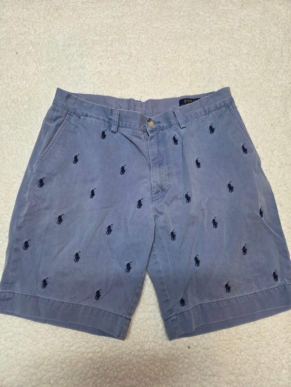 Polo by Ralph Lauren Light Blue Embroidered Pony Cotton Shorts